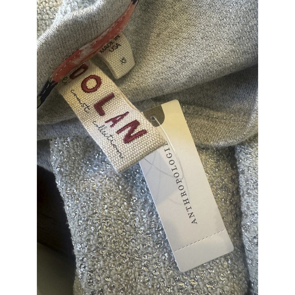 NWT Anthropologie x Dolan Left Coast Shine Sweater Silver Textured Pullover XS - Picture 9 of 16